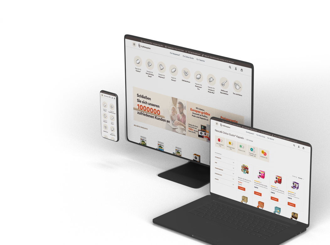 homepage banner showing customer case of kaffekapslen